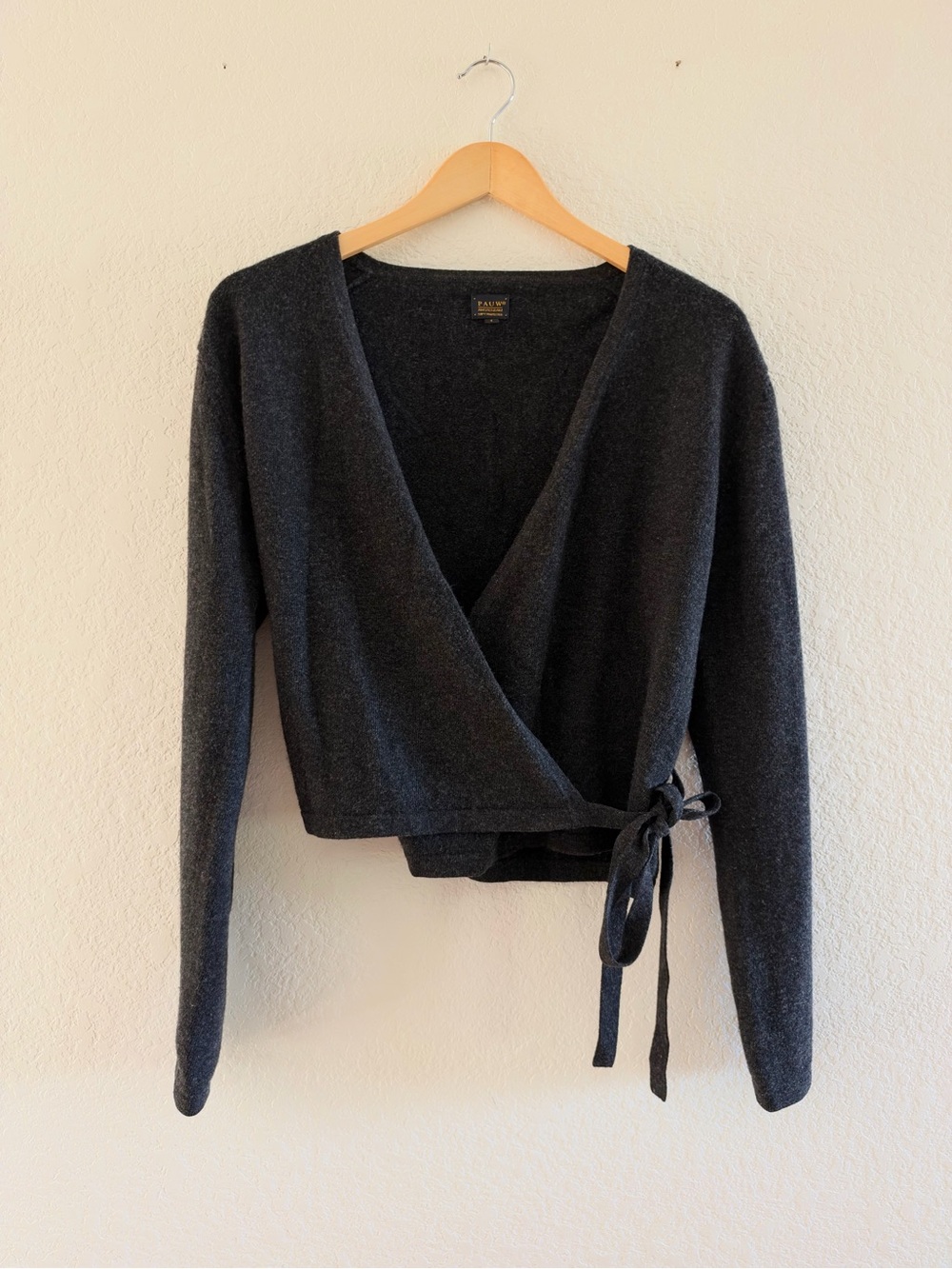 Pauw Amsterdam Charcoal Wool Wrap Cardigan Sweater Sz 1 (US 4) Cozy Fall Ballet